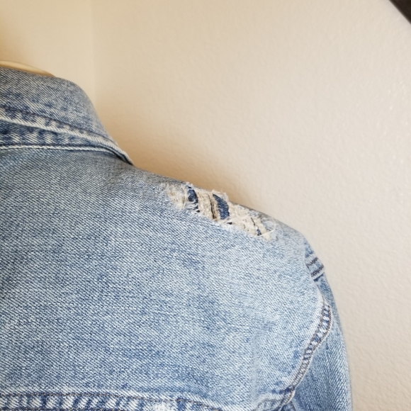 Madewell Sz S Oversized Distressed Denim Jacket C5791 - Picture 5 of 7